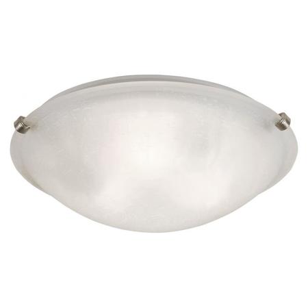 TRANS GLOBE Three Light Brushed Nickel White Frosted Linen Glass Bowl Flush Mount 58601 BN